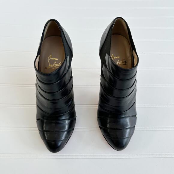 Christian Louboutin Lina Pleated Black Leather Ankle Bootie Stiletto Heel 36 120 - Picture 11 of 11